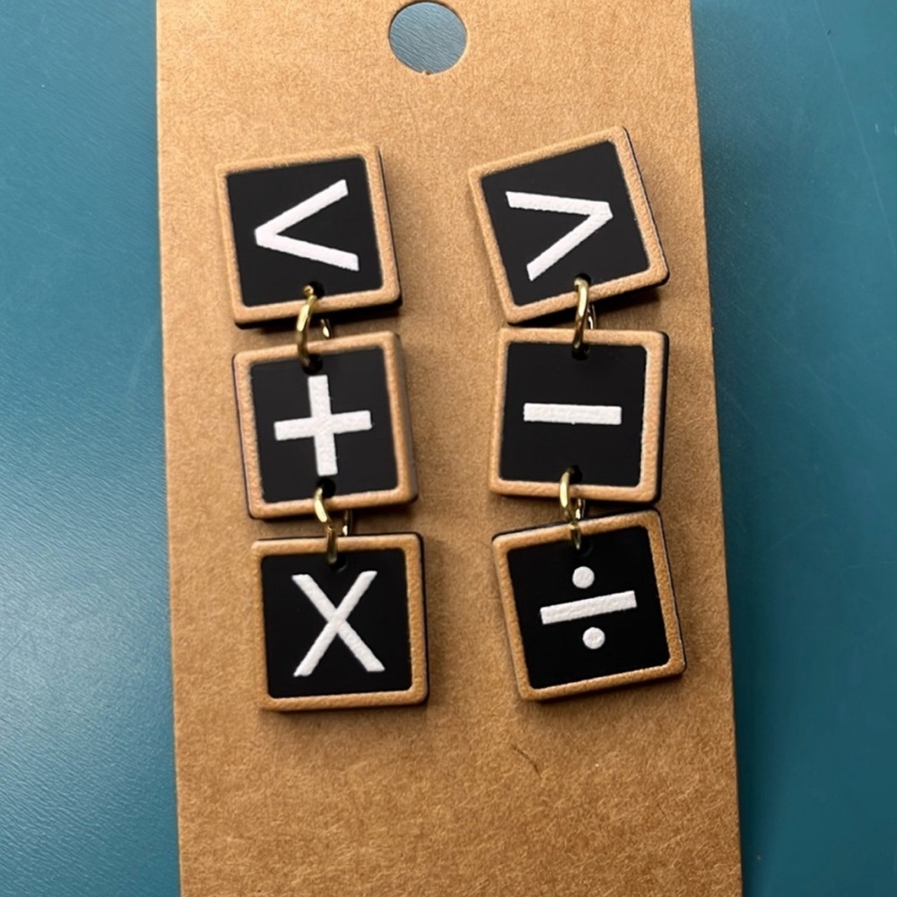 Black and Gold Math Symbol Earrings